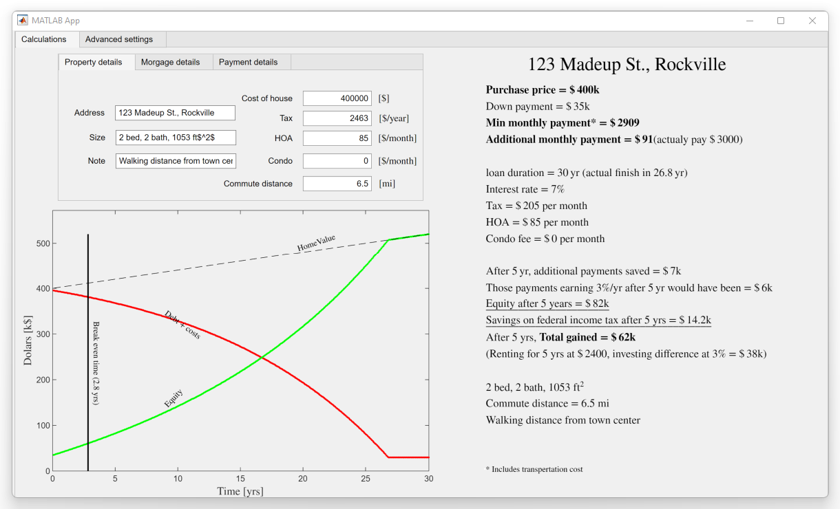 Screenshot of the mortgage app